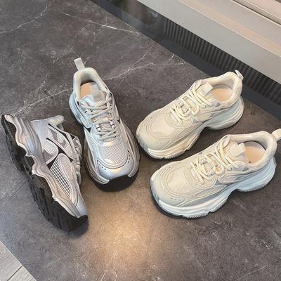 Suction Film Sole Dad Shoes Women's 2025 Spring New Versatile Thick Sole Heightening Women's Shoes Casual Women's Running Sports Shoes