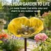 Bee Watering Station Metal Flower Yard Stake Handmade Ground Insert Bird Butterfly Water Bath Feeder Drinking Bowl Outdoor Decor for Garden Lawn