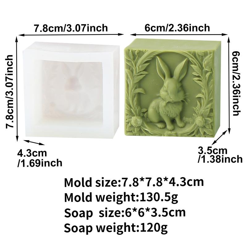 3D Relief Flower Rabbit Silicone Soap Mold DIY Easter Bunny Resin Plaster Making Animal Chocolate Cake Mould Gift Home Decor