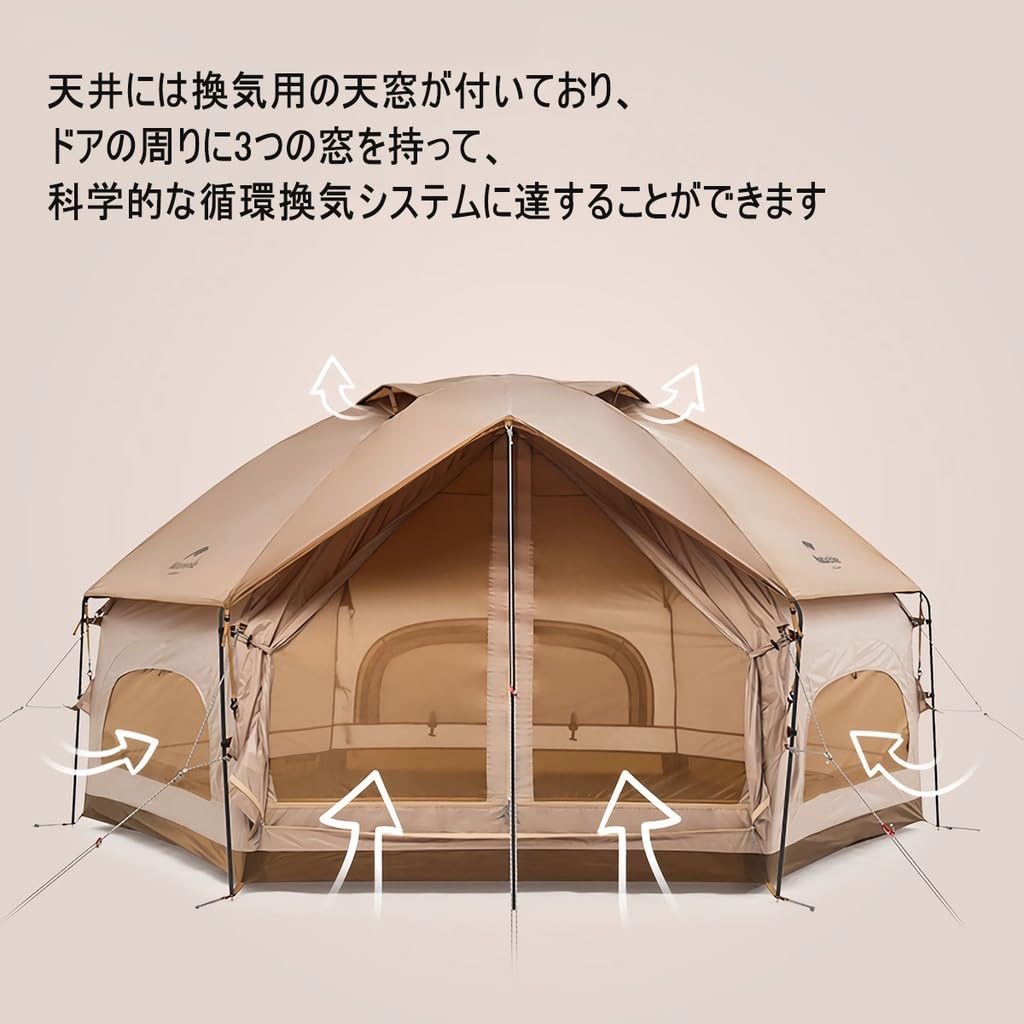 Naturehike Cort hexagonal în stil mongol pentru 4 4 Usor rezistent la apă Umiditate Flacără În aer liber Căldură țânțari Include sac de depozitare Oameni, anotimpuri,