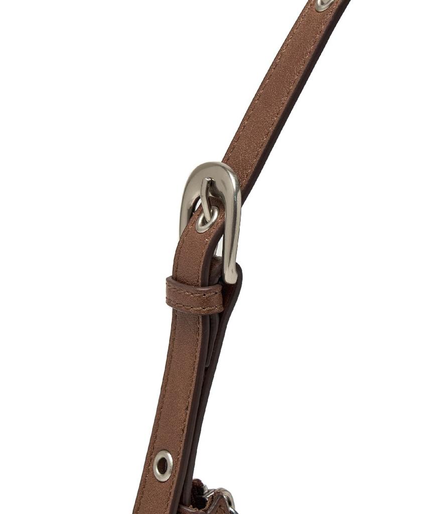 Mlb Basic Vintage Logo Hobo Bag Ny (Brown)