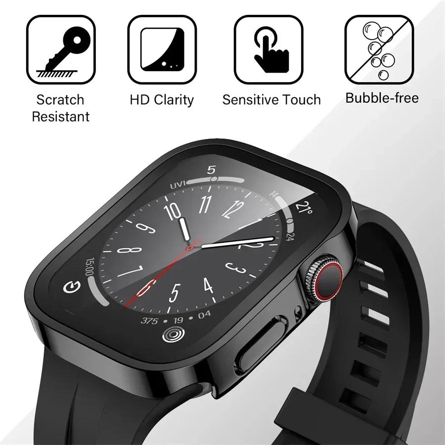 Tempered Glass Cover for Apple Watch Case 46mm 42mm 45mm 41-44-40mm Screen Protector Series 10 7 8 9 SE 5 6 4 IWatch Accessories