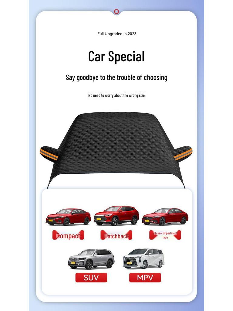 Black Windshield Snow Cover with 12 Magnets & Cotton Lining - Frost and Anti-Freeze Protection