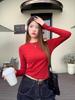 Women's Long Sleeve Slim Fit Red T-Shirt - Stylish Spring/Autumn Base Layer 2025