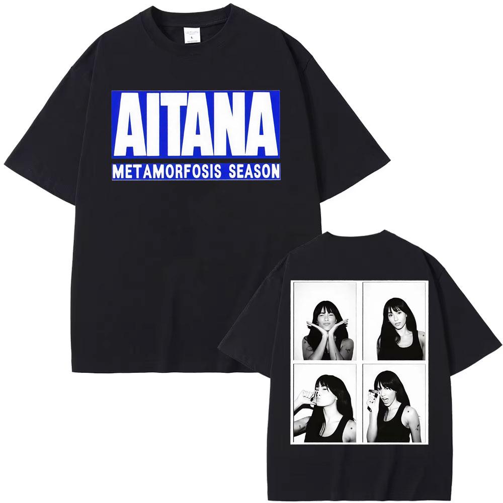 2026 Singer Aitana Cuarto Azul Tour Camisetas Gráficas Unisex Moda Femenina Estética Camiseta de Manga Corta Algodón Camiseta Casual