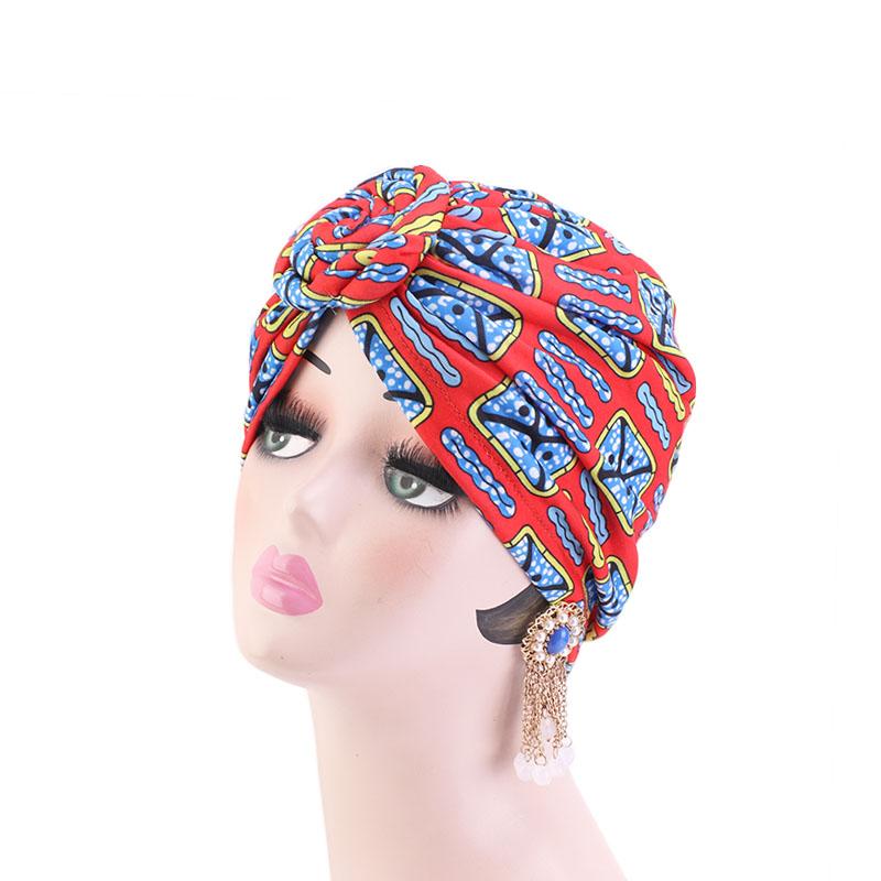 Damen Afrikanischer Druck Turban Hut Scrunchies Knoten Kopftuch Stretch Bandanas Party Kopfbedeckung Damen Kopftuch Haaraccessoires