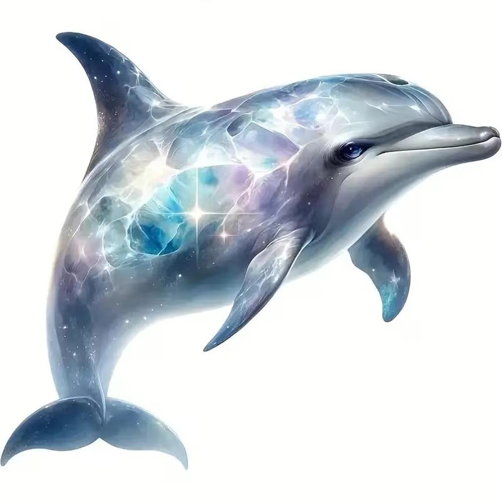 QT2029#15cm Moonlight Dolphin Waterproof Vinyl Car Decals for Windows, Bumper, Exterior Decorative Accessories, Blocking Scratches Stickers