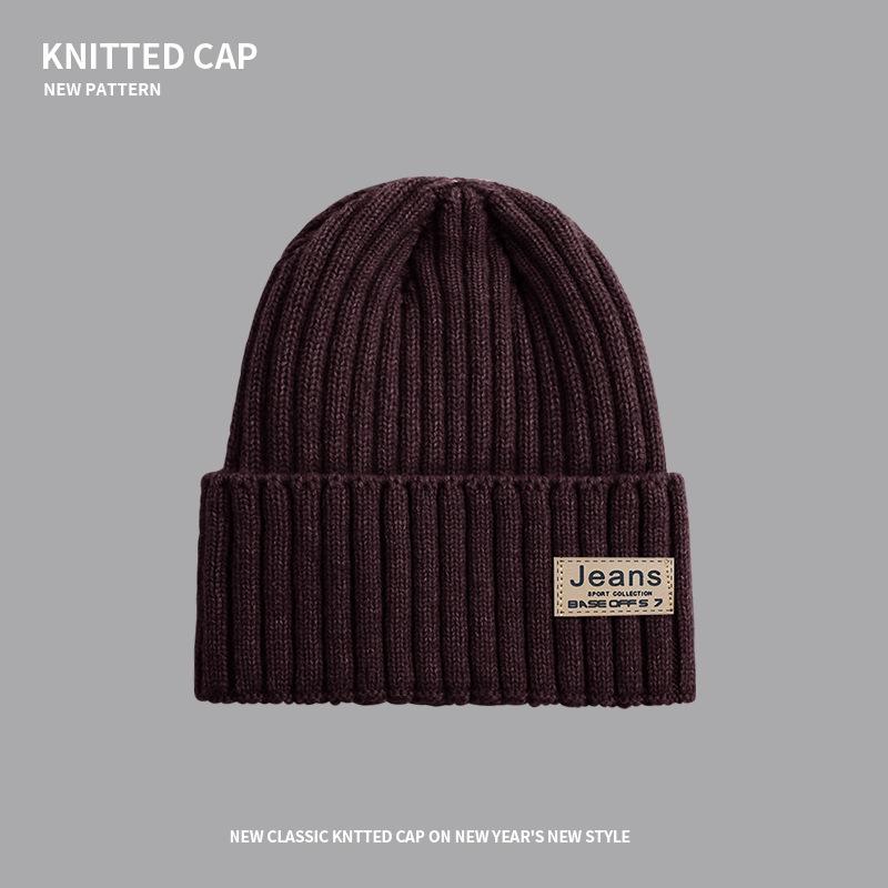 Women's Woolen Melon Cap: Warm, Solid Color Knit Hat for Autumn and Winter Outdoor Wear