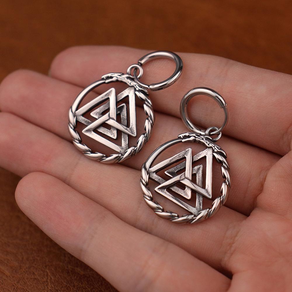 Fashion Nordic Viking Valknut Drop Earring for Women Stainless Steel Punk Rock Rapper Earring Creative Scandinavian Jewelry Gift