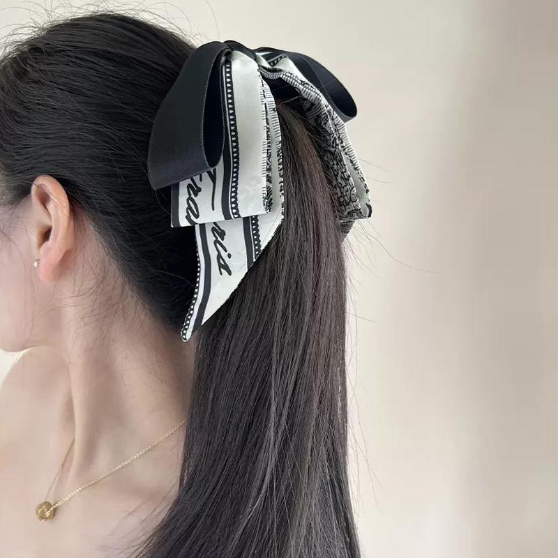 Fashion Ribbon Bow Banana Clip Simple Headwear For Women Girls Versatile Hair Claw Temperament Hairpin Headdress Vertical Clip