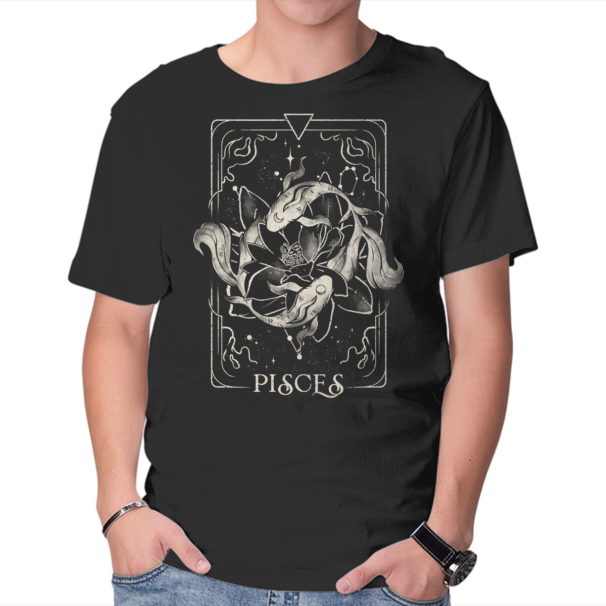 Unisex Crew Neck T-Shirt Pisces Tarot Graphic Short Sleeve Casual Tee XXXL