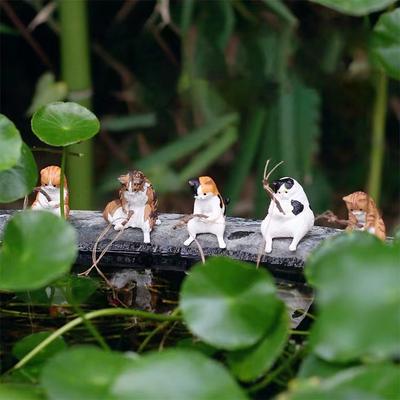 Cat Fishing Fishing Ornaments Fish Tank Landscaping Decoration Ornaments Cat Car Micro Landscape Decoration DIY Ornaments