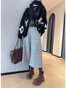 Elegant Wool Blend Bootcut Wide-Leg Cropped Trousers - Warm and Slimming for Autumn/Winter 2025