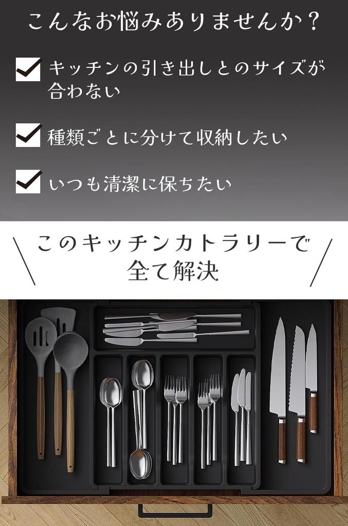 Ideastore Cutlery Cutlery Storage Dish Drawer Kitchen Expandable Case, Tray, Storage, Drawer, (Gray)