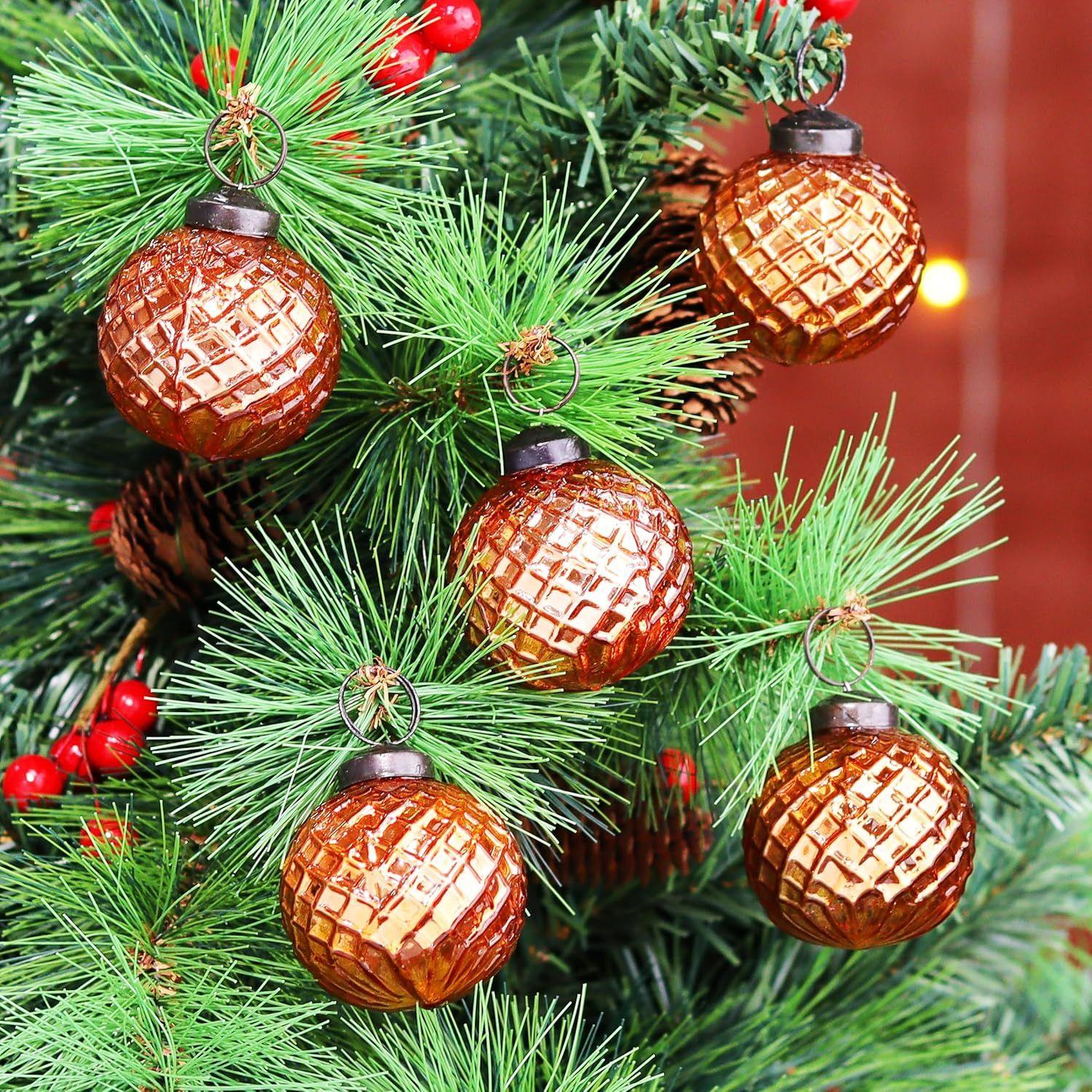

12 Vintage Mercury Large Christmas Ornaments Copper Unique Glass Christmas Balls for Christmas Tree, Halloween, New Year, Valentine Day