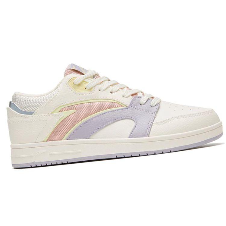 Anta Non-Slip Wear-Resistant Low-Top Skate Shoes Women Sneaker White Purple 122318057-4