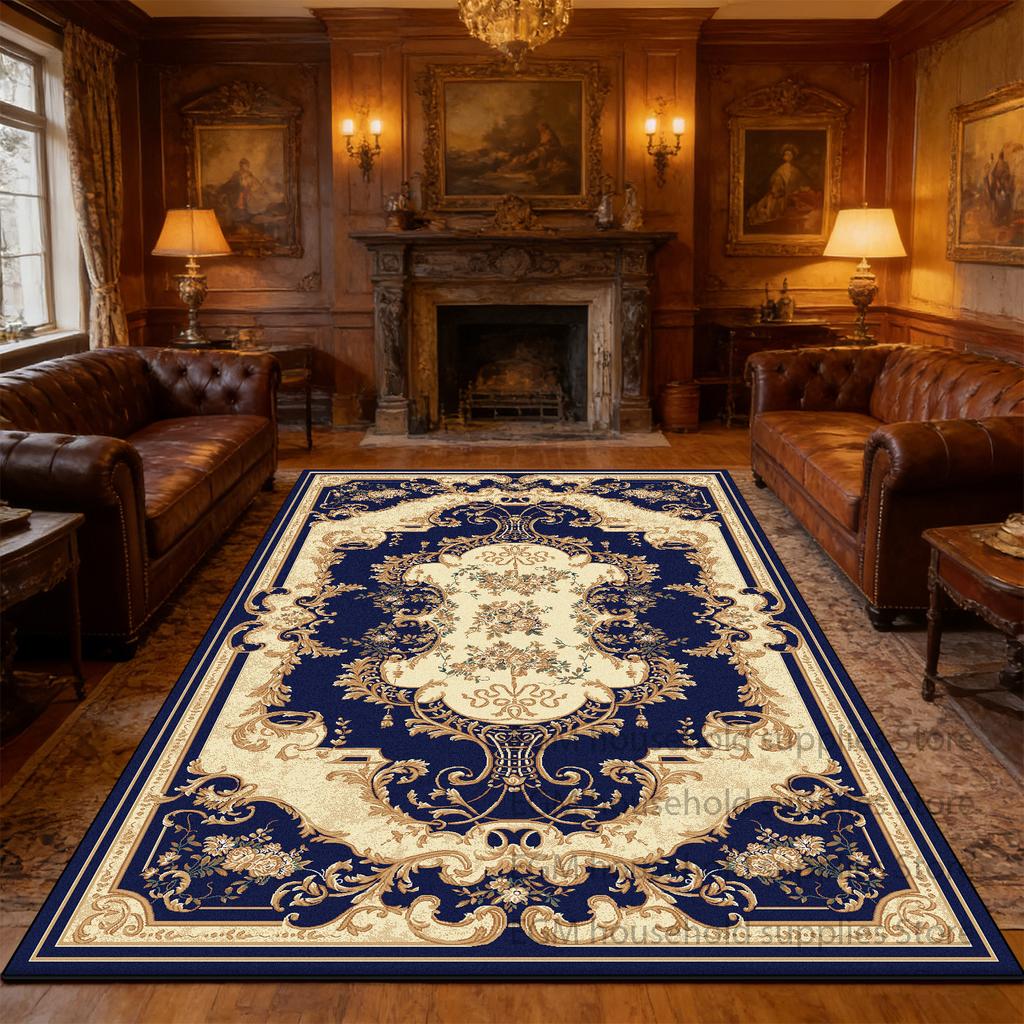 European Retro Carpet Luxury Classical Living Room Decoration Bedroom Non-slip Rug Cloakroom Washable Soft Mat Izable