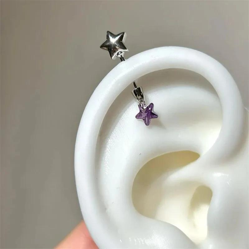 1PCS Cute Heart Arrow Pink Zircon Ear Bone Nail New Fashion Y2K Punk Small Earring for Women Girl Cochlea  Party Gift
