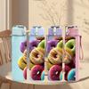 1PC Pile Of Color Donut Sweet Food Print 750ml Color Plastic Sports Water Bottle Leakproof Flip Straw Lid Suitable for Sports Office Home Use
