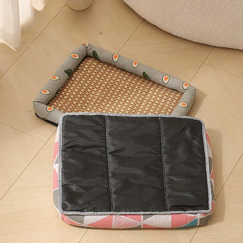 1pc Pet Dog Bed Cooling Mat Summer Cool and Breathable Cat Bed Rattan Mat Square Cool Beds All Season Universal Pet Supplies Wear-resistant Durable