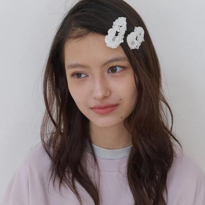 [2SET / S size] classic rosy lace pin - cream