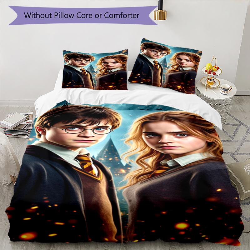 3pcs Harry Potter Bedding Set Duvet Cover Closure Includes 1 Duvet Cover & 2 Pillowcases, Soft and Comfortable for All Seasons.