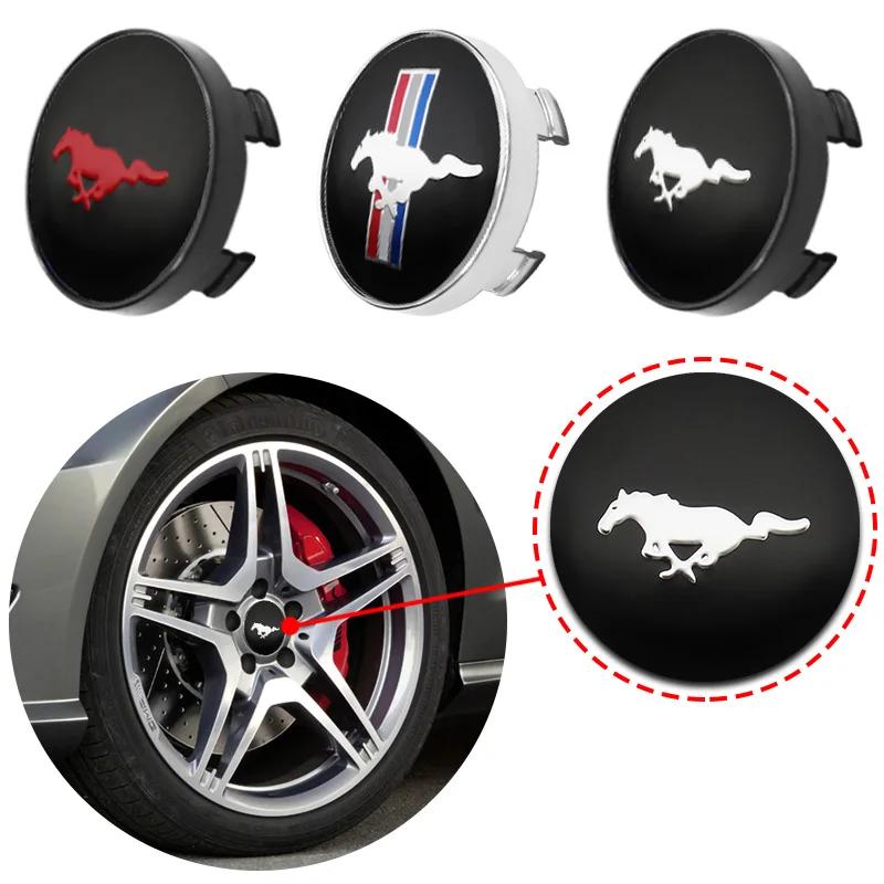 Car Sticker 4Pcs 56+60mm Car Styling Mustang Emblem Badge Wheel Center Hub Cap For Ford Focus Fiesta Mondeo Fusion Explorer Esca