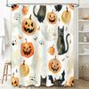 Halloween-themed Shower Curtain with Pumpkin Cat Bat Print for Halloween Decoration In Bathroom Accessories from Home Garden On