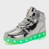 Gold and Silver LED High-Top Shoes - Colorful Flashing Light Shoes for Adults In Large Sizes