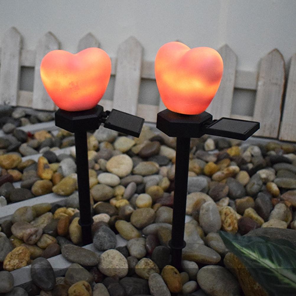 Outdoor Solar Garden Stake Lights Waterproof Solar Red Heart Shaped Pathway Lamps Landscape Lamp