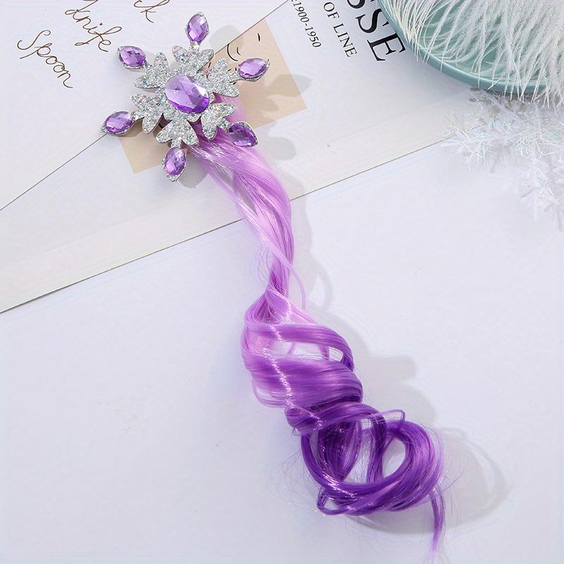 

Children Colorful Wig Hair Clips, Snow Queen Theme Gradient Long Curly Hair, Braided Rope Headpiece Hair Accessories for Girls One Size