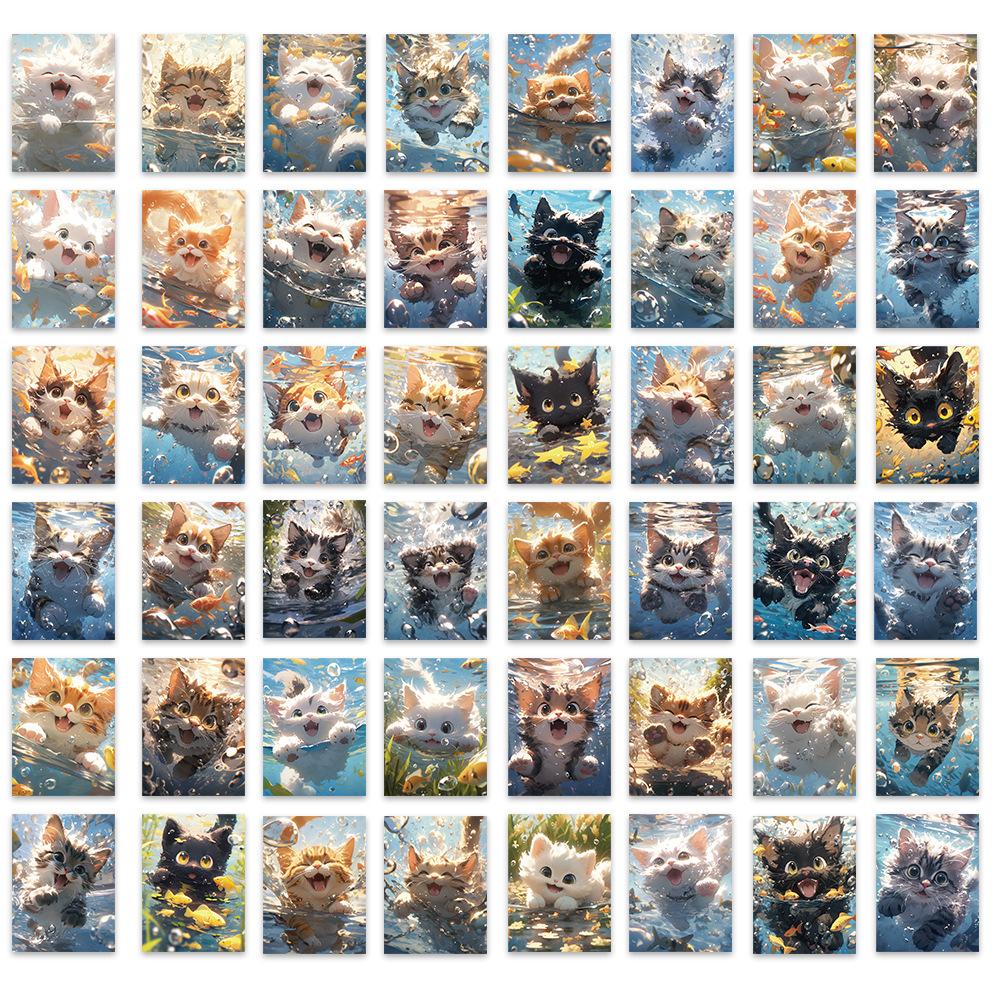 50 Cartoon Anime Cat Stickers Decorate Guitar Notebook Suitcase DIY Waterproof Stickers