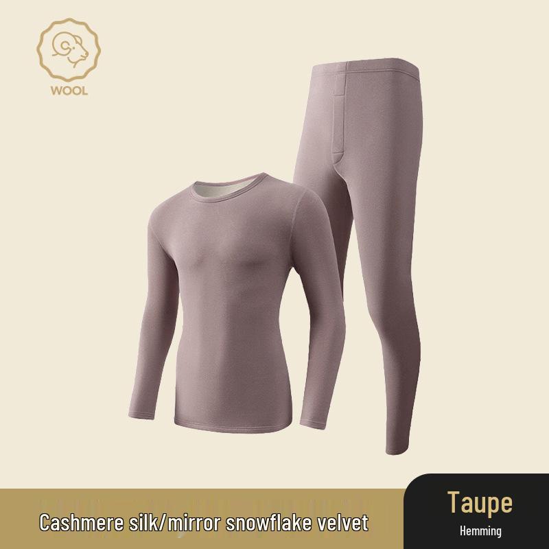 Ropa interior térmica de cachemira y seda alemana: Conjunto Unisex sin Costuras de Cuello Redondo para Otoño e Invierno