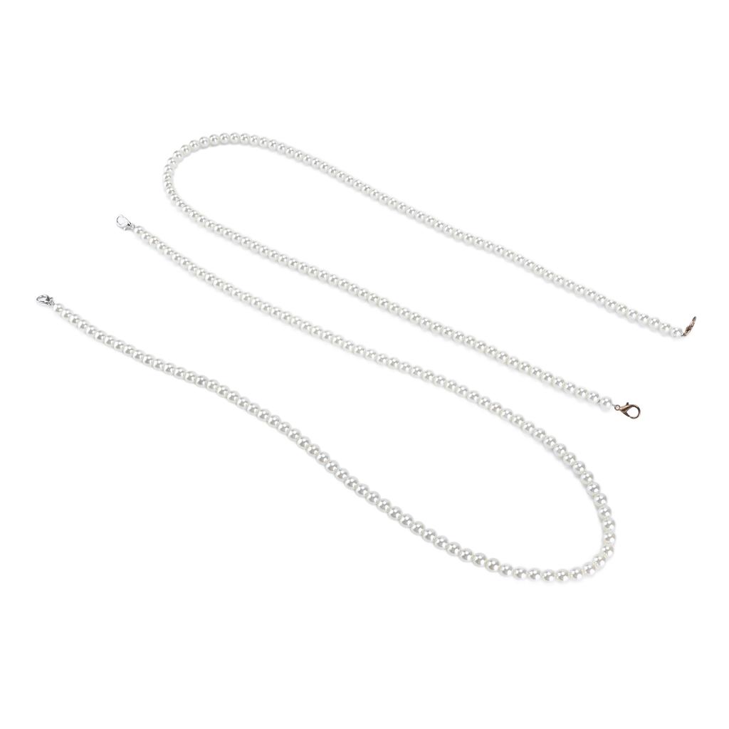 2Pcs Imitation Pearl Chains Purse Handle Strap Handbag Decoration Replacement Accessories for Women