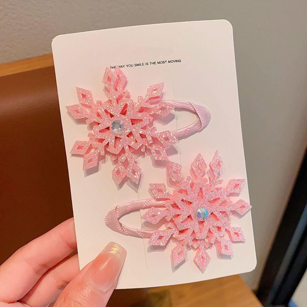 

Рождественская синяя белая заколка для волос со снежинками, заколки для вечеринок, аксессуары для волос, рождественский бант, заколка для волос для девочек, подарки 1SET розовый