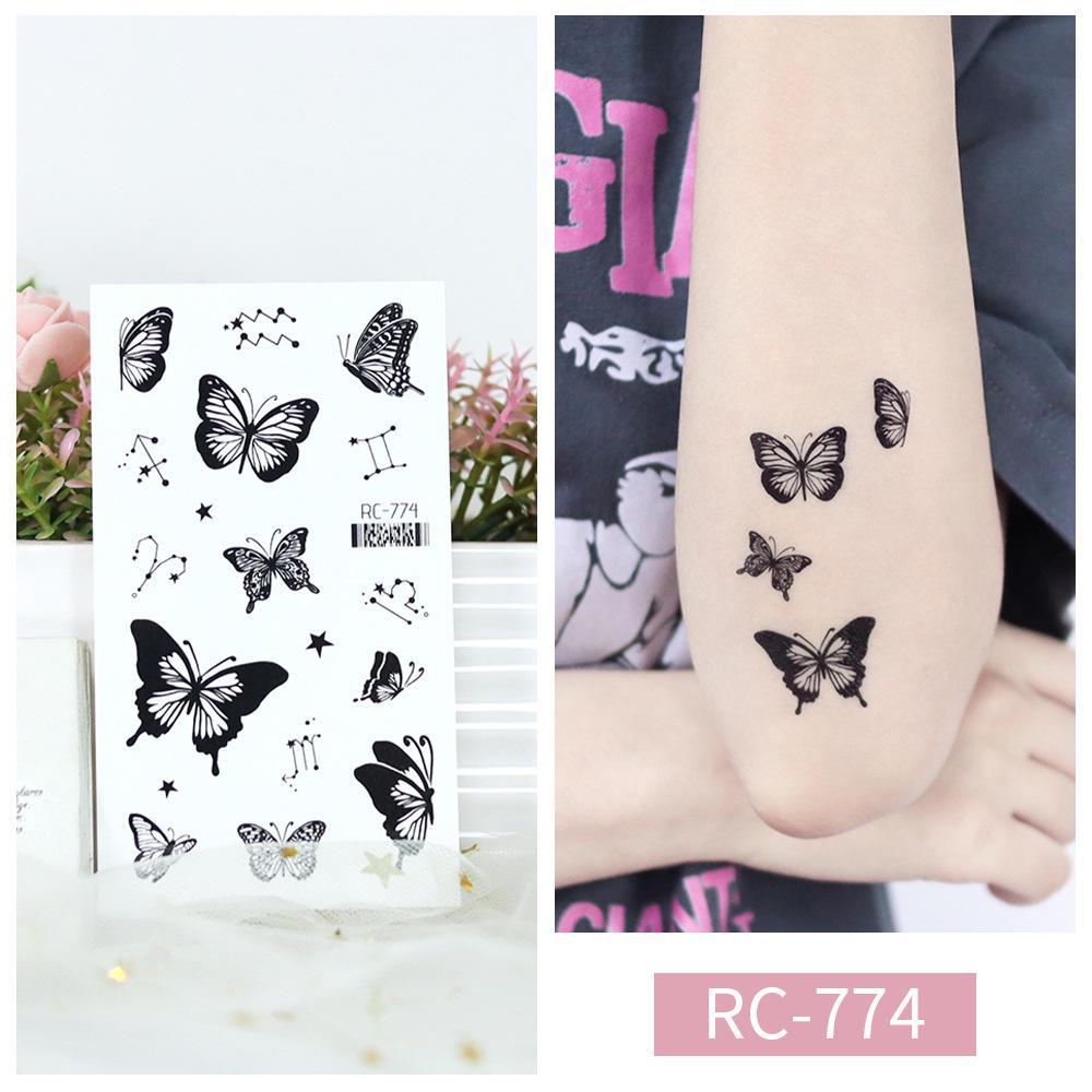 Butterfly Tattoo Stickers: Small, Fresh, Waterproof, Retro Black & White, Temporary Hand Designs