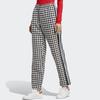 adidas Pantalones casuales rectos de cintura alta con bordado de pata de gallo y logo de trébol Originals para mujer, color negro y blanco, IB7715