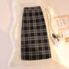 Plaid Woolen High-Waist Slit Pencil Skirt - Autumn/Winter 2025 Korean Style