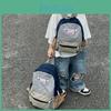 Canvas Blocked Color Backpack With Nylon Simple For Children Backpack Spine