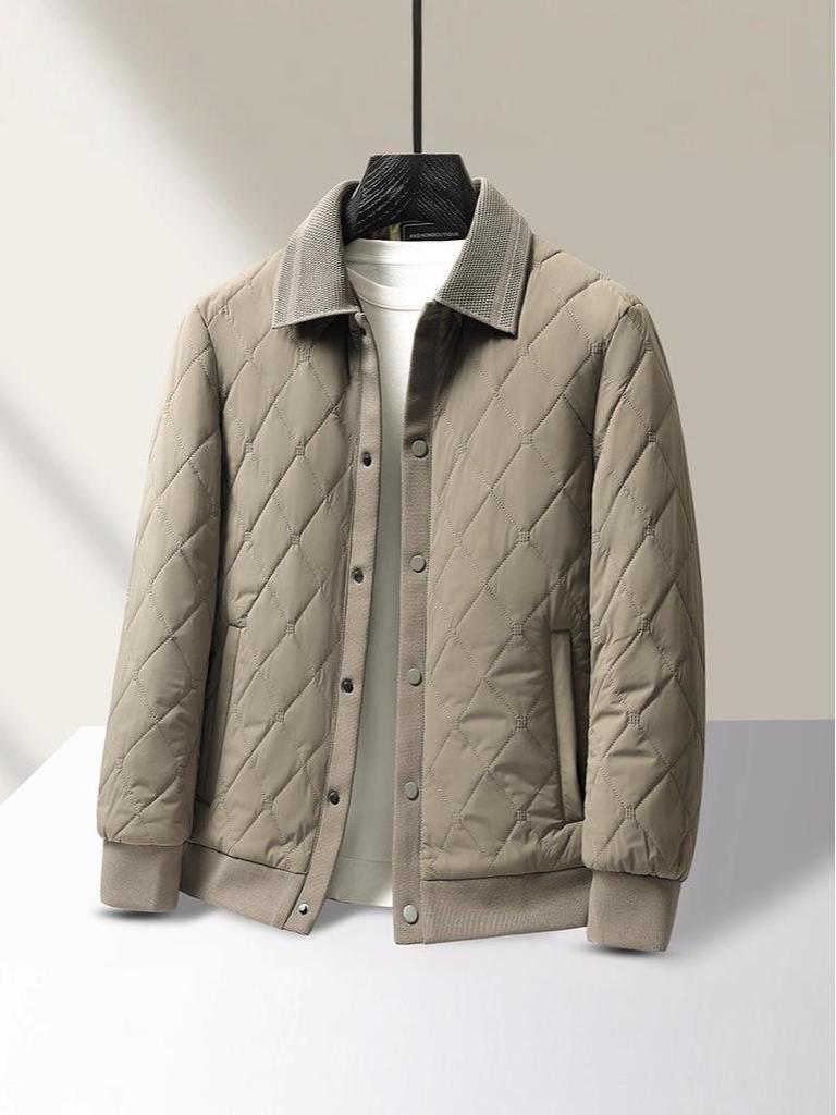 Men's Winter Ribbed Collar Cotton Mulberry Silk Jacket - Business Casual Outerwear