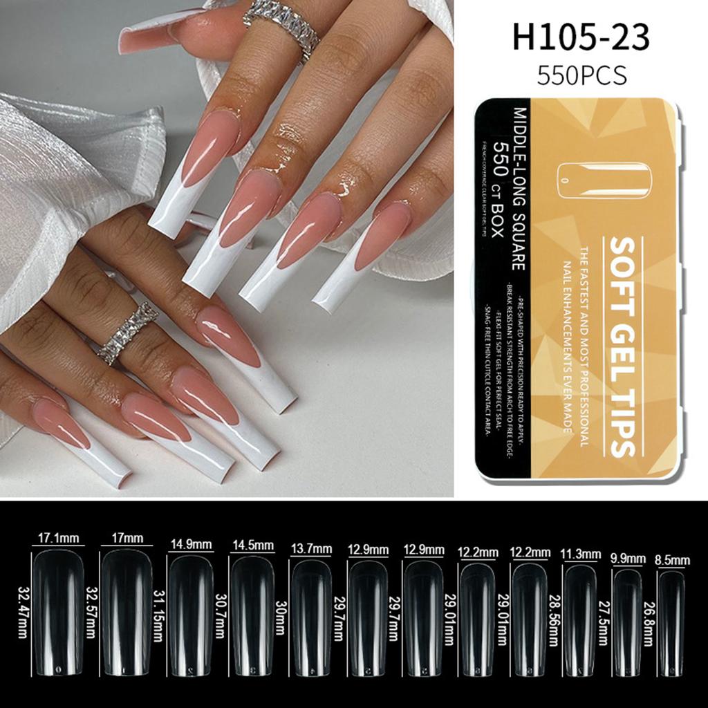 550x Soft Gels Tips Half Matte Nail Tips Ballerinas False Nail Extras Long Full Cover Nail Tips Press On Nail Tips