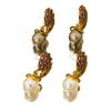 New Micro Inlaid Zircon Light Luxury Water Drop Pearl Earrings Women Hong Kong Style French Fashionable