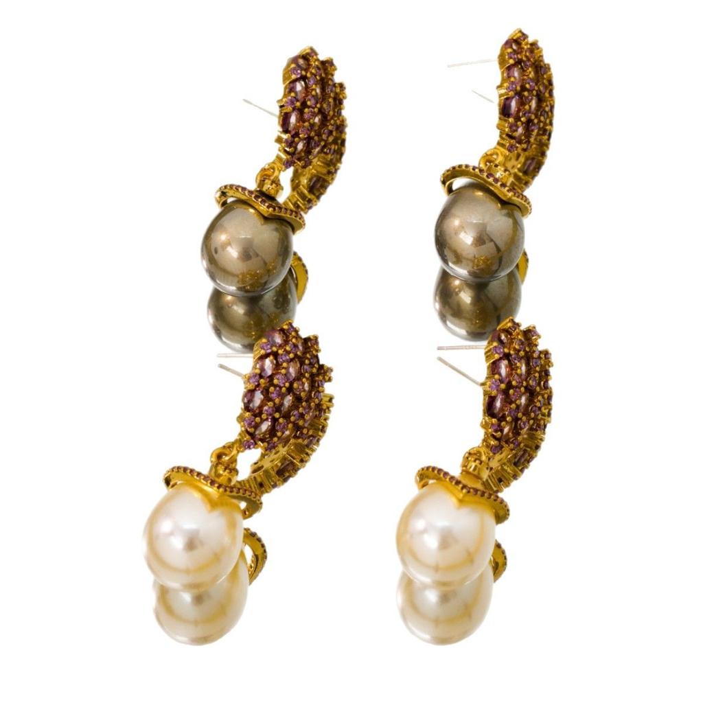 New Micro Inlaid Zircon Light Luxury Water Drop Pearl Earrings Women Hong Kong Style French Fashionable