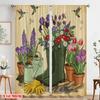 2 Stück 2D Flachdruck Vorhang Vögel Blumen Stiefel Garten Polyester Ohne Strom Geburtstagsfeier für Feiertag Familie