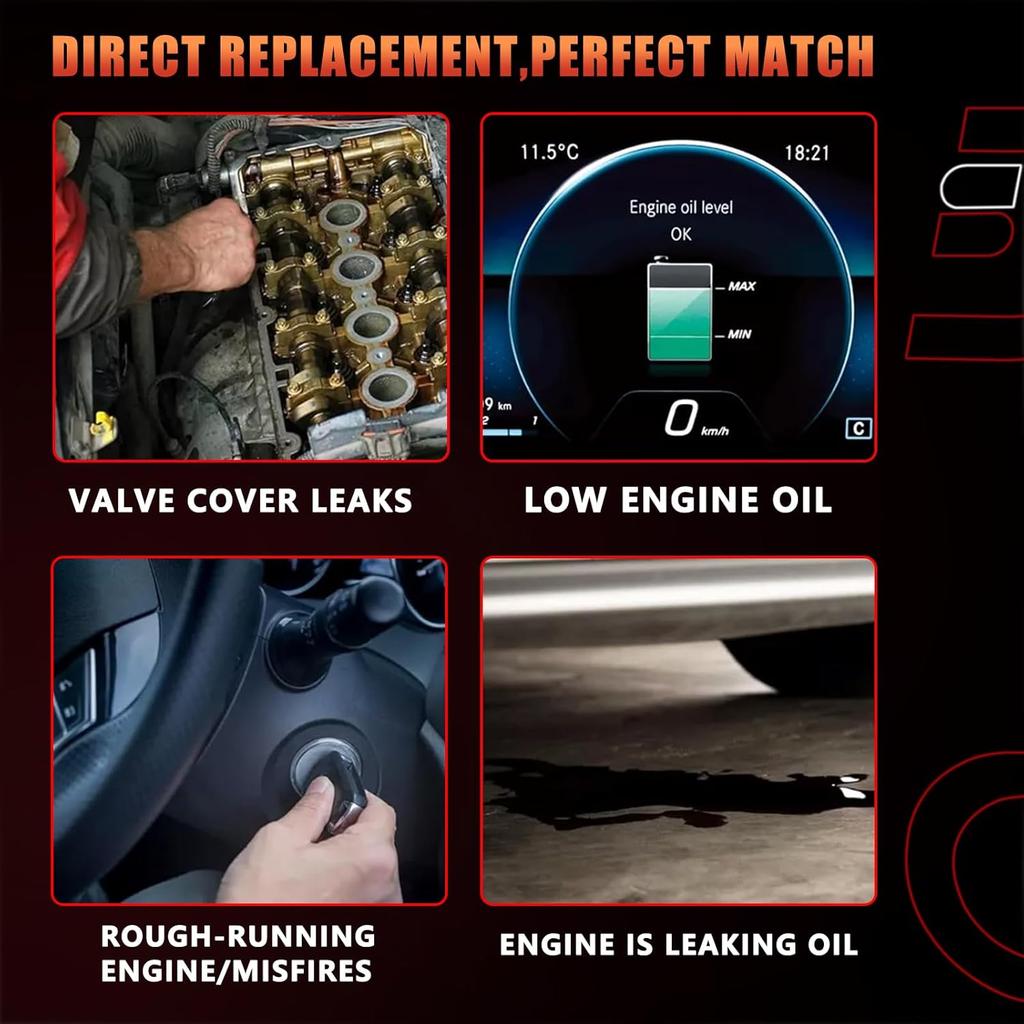 Engine Valve Cover Gasket Set Compatible With Hyundai Kia Vehicle Azera Entourage Santa Fe Sonata Veracruz, Amanti Sedona Sorento, 3.3L 3.8L V6