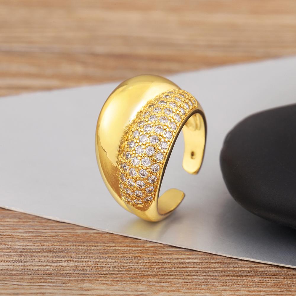 

Nidin Light Luxury Trendy Shiny Zircon Charm Open Rings Adjustable For Female Male Wedding Party Fine Finger Jewelry Accessories resizable