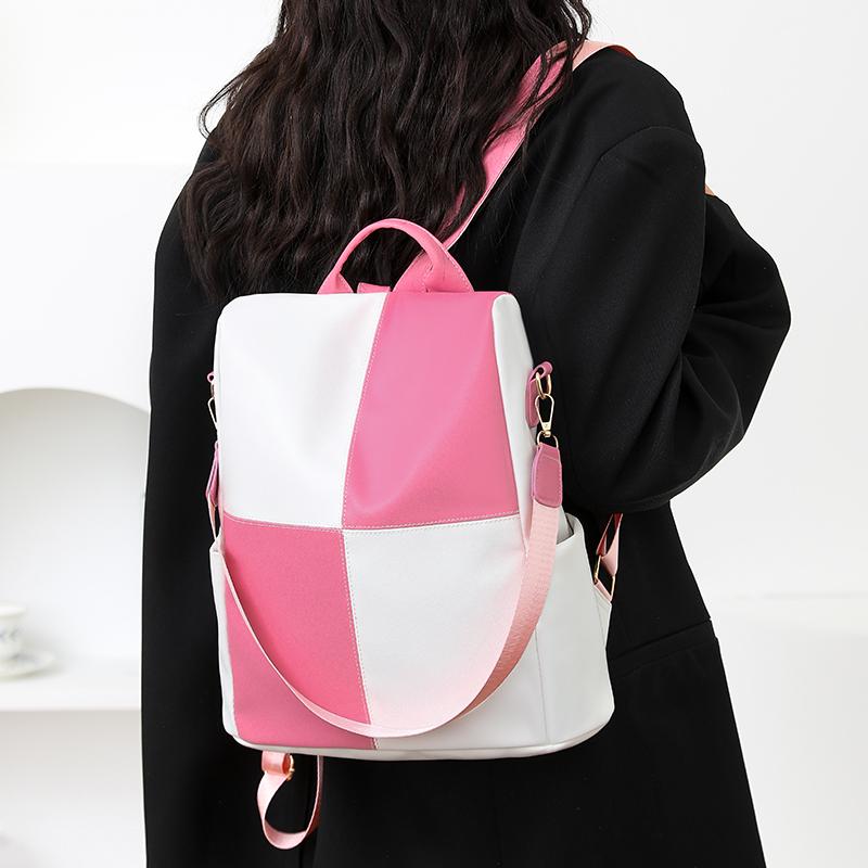 Large Capacity Commuter Women's Backpack Stitching Outdoor Travel Backpack Multi-Functional Shoulder Handbag