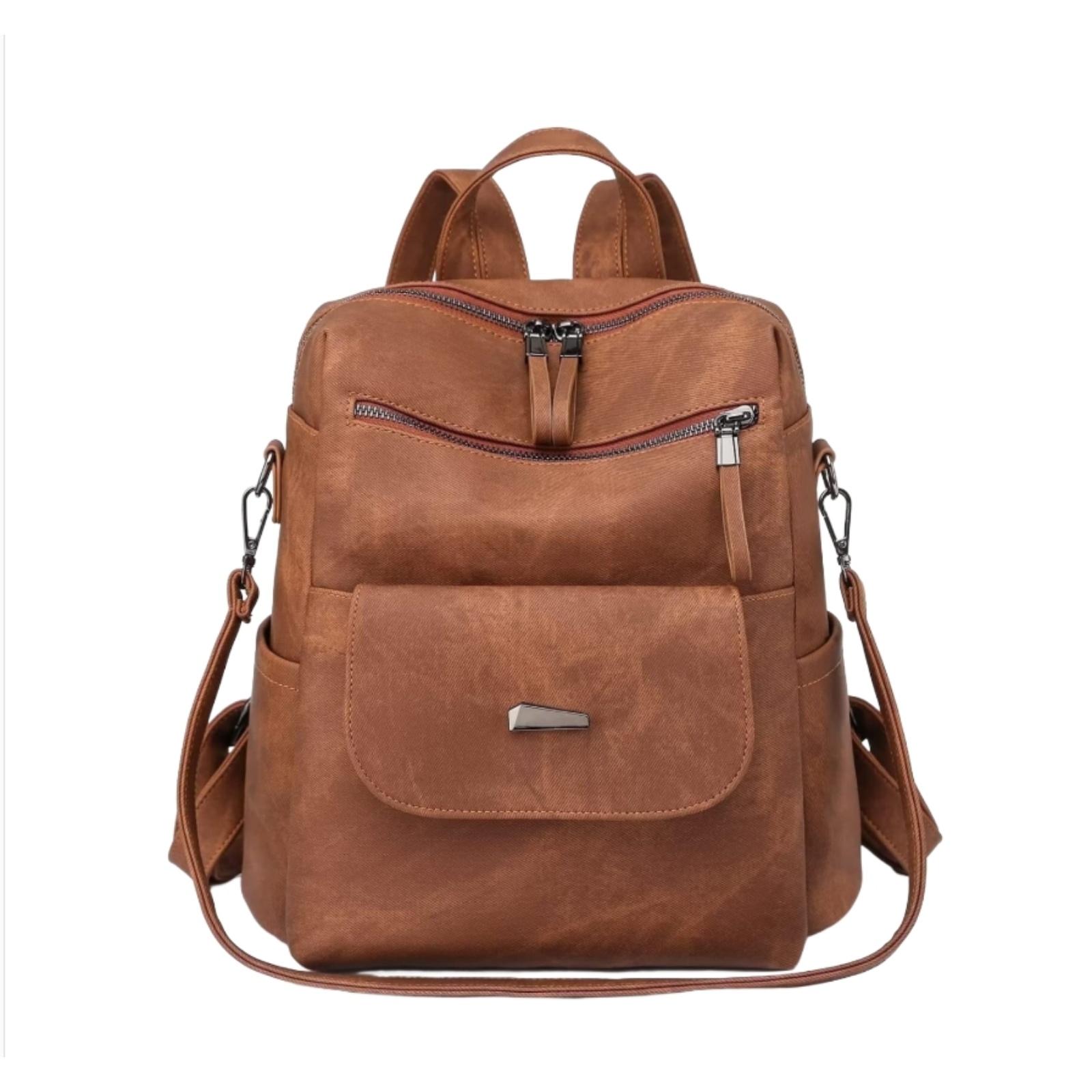 

Рюкзак-кошелек для женщин, Водонепроницаемые рюкзаки и сумки из ПУ кожи, Женские повседневные наплечные сумки Коричневый One Size