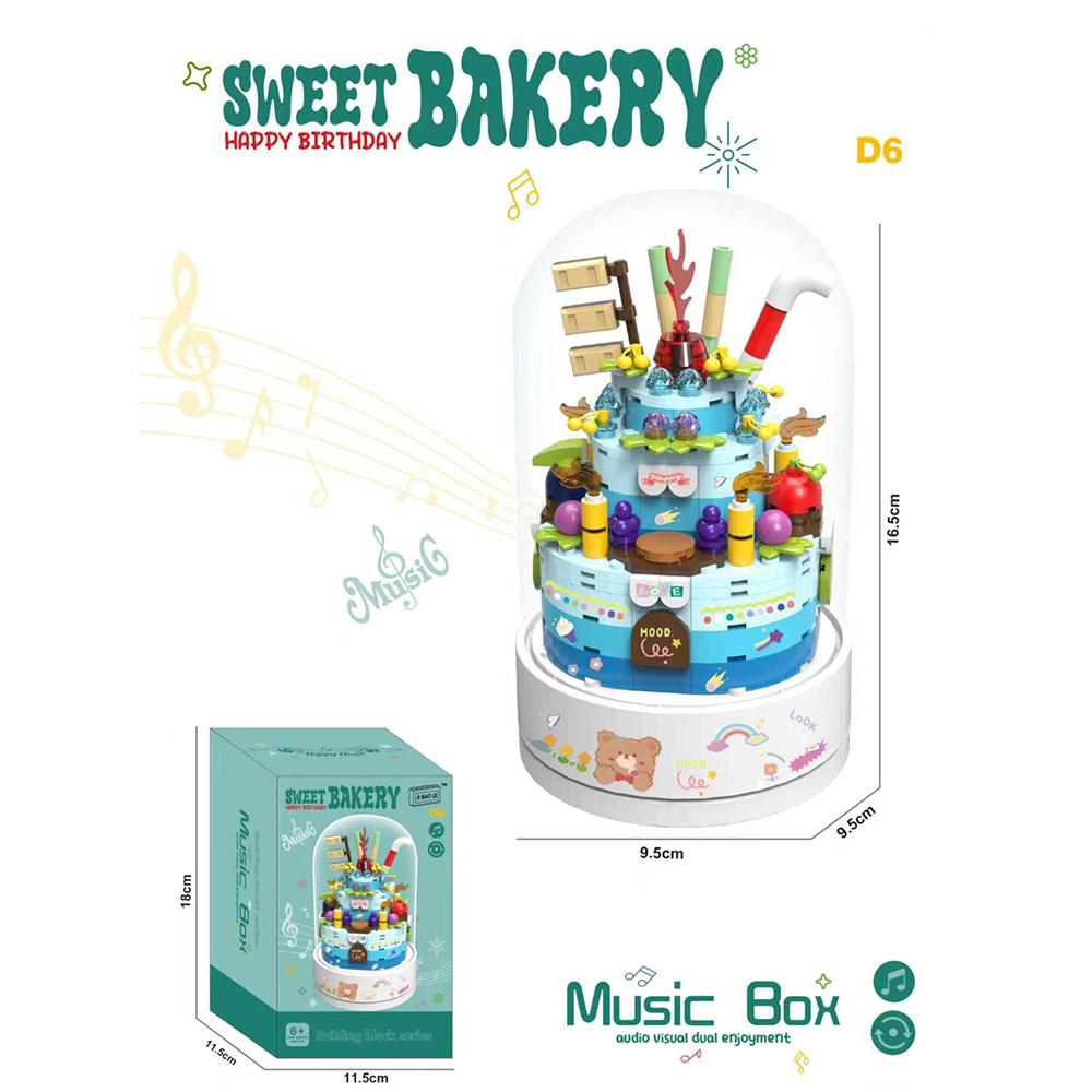 3D Moc Block-Assembled Plastic Flower Carousel Music Box - Sunflower Rose Cake Ferris Wheel Gift For Adults  Girls