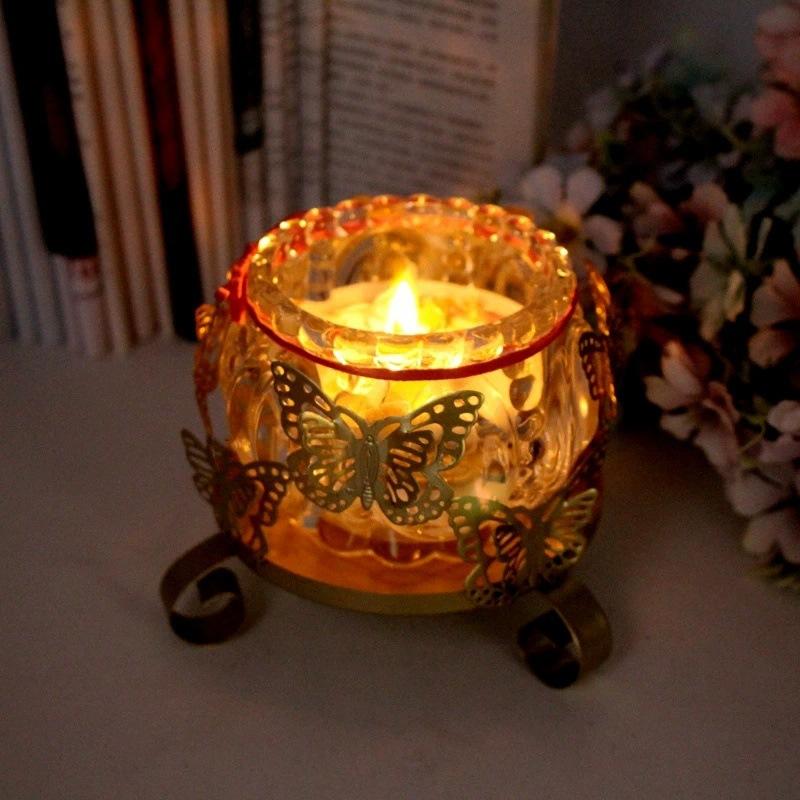 Iron Butterfly Decorative Candlestick Holder Art Tealight Candle Holder Golden Cup Candlestick for Home Table Decoration